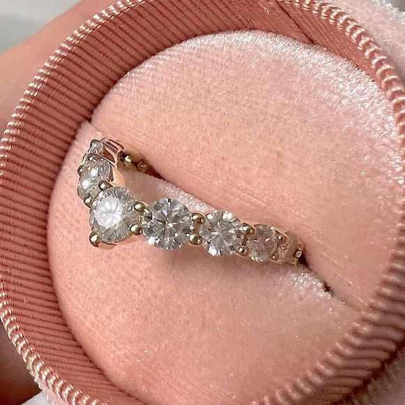 Chevron V shape sparkling 2ct tw stone wedding band! - Picture 2 of 13